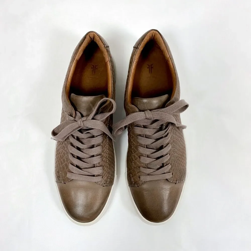 FRYE Ivy Low Lace Leather Embossed Sneakers